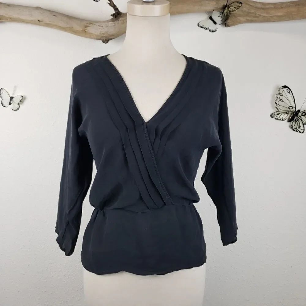 Parker cinched waist pleated supplice silk blouse